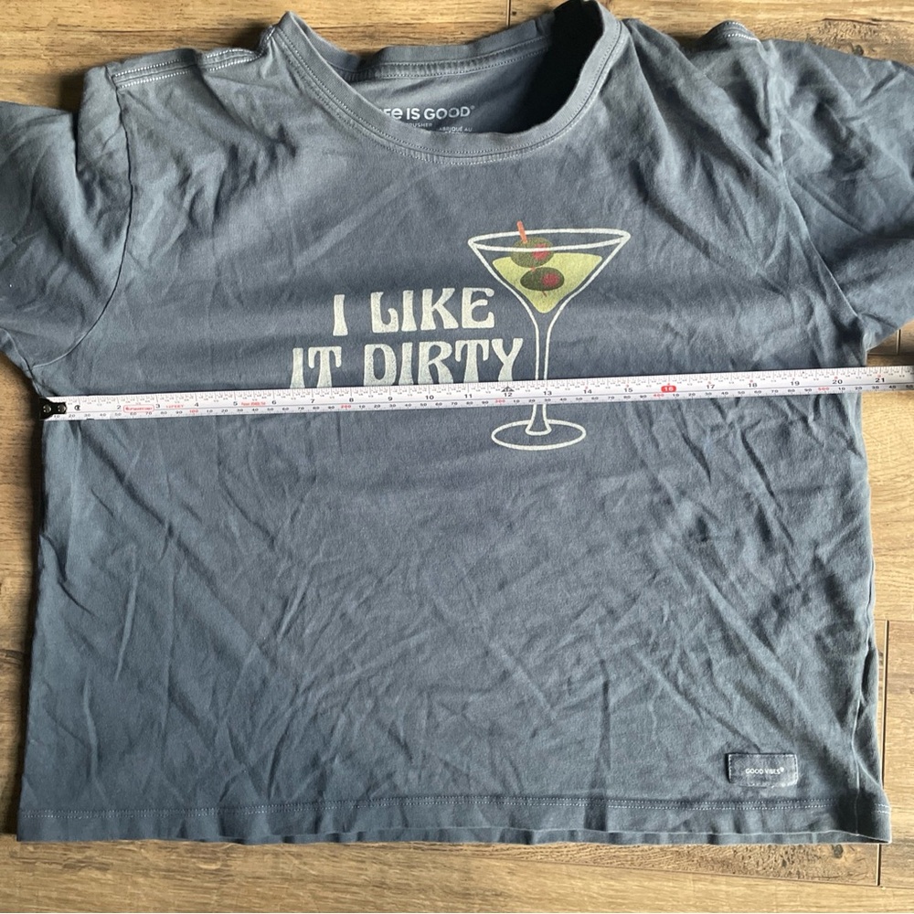 Life Is Good WomenI Like it Dirty Martini Short Sleeve Crusher Boxy Tee Sz Med - Picture 6 of 8